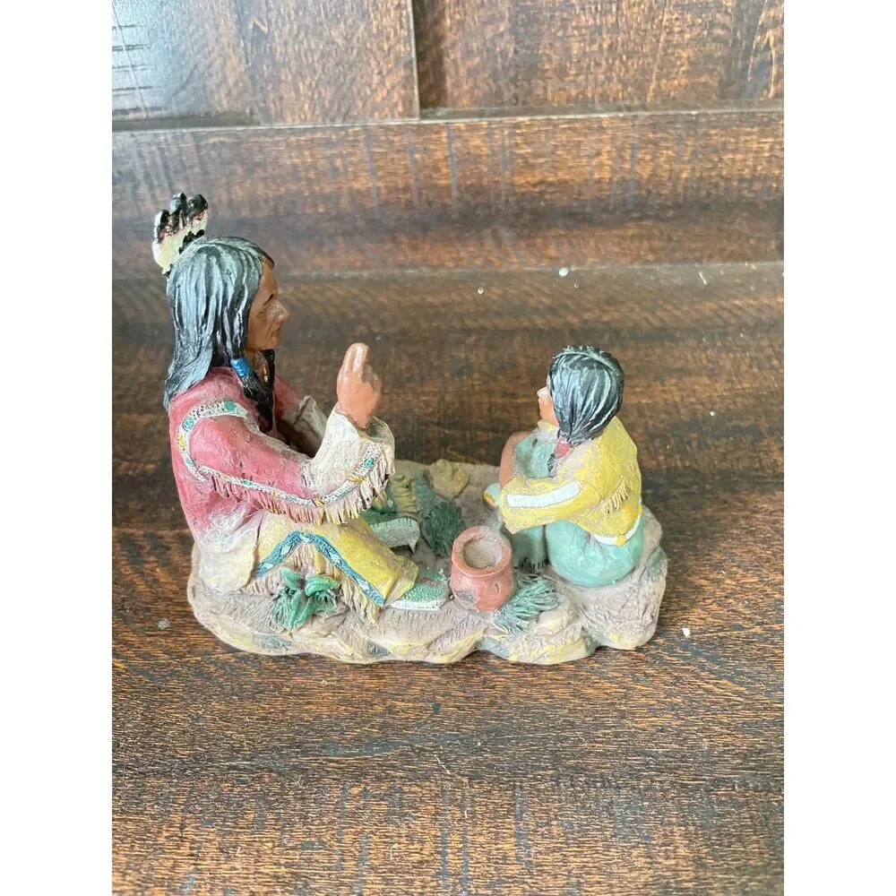 Vintage Native American Storyteller Figurine Elder & Child Southwestern Decor